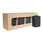 Stumpenkerze mit Rillen aus Paraffin, Schwarz, WENZEL, 90/70 mm, Brenndauer ca. 39h, selbstverlöschend, 4 Stück