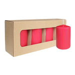 Stumpenkerze mit Rillen aus Paraffin, Karminrot, WENZEL, 130/70 mm, Brenndauer ca. 57h, selbstverlöschend, 4 Stück