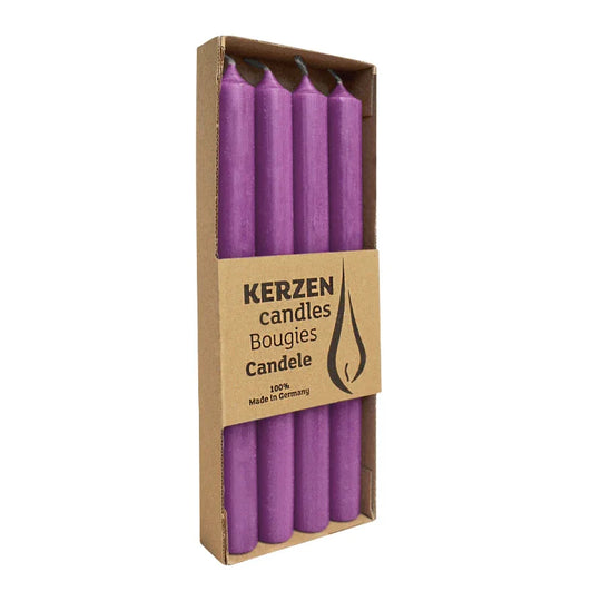 RUSTIC-Stabkerzen Erika, WENZEL, 250/22 mm, Brenndauer ca. 10h, plastikfrei, 4 Stück