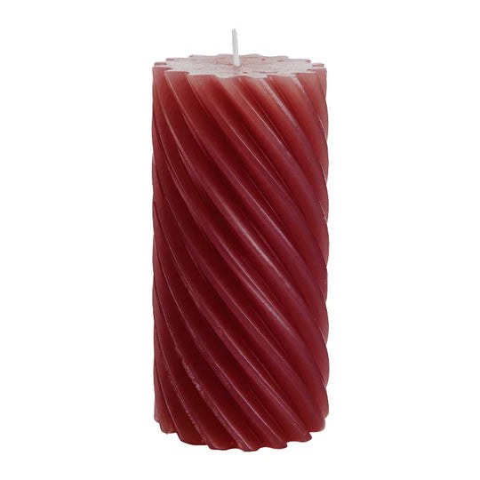 Stumpenkerze aus Paraffin, gedreht, Altrot, 140/70 mm, WENZEL, Brenndauer ca. 69h