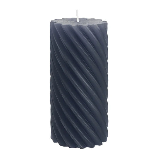 Stumpenkerze aus Paraffin, gedreht, Anthrazit, 140/70 mm, WENZEL, Brenndauer ca. 69h