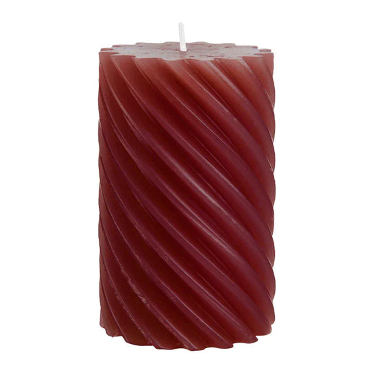 Stumpenkerze aus Paraffin, gedreht, Altrot, WENZEL, 110/70 mm, Brenndauer ca. 51h