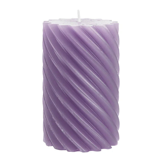 Stumpenkerze aus Paraffin, gedreht, Flieder, 110/70 mm, WENZEL, Brenndauer ca. 51h