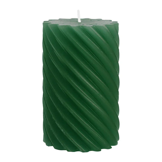 Stumpenkerze aus Paraffin, gedreht, Jägergrün, 110/70 mm, WENZEL, Brenndauer ca. 51h