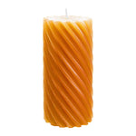 Stumpenkerze aus Paraffin, gedreht, Safran, 140/70 mm, WENZEL, Brenndauer ca. 69h