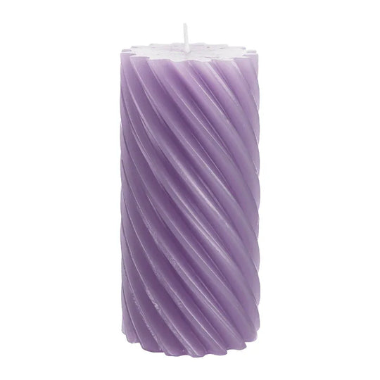 Stumpenkerze aus Paraffin, gedreht, Flieder, 140/70 mm, WENZEL, Brenndauer ca. 69h