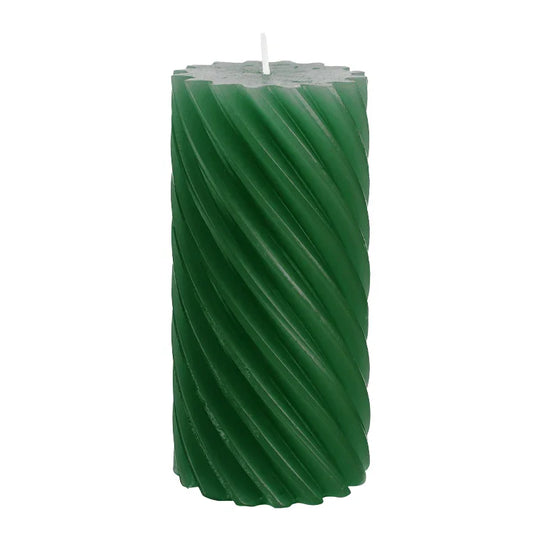 Stumpenkerze aus Paraffin, gedreht, Jägergrün, 140/70 mm, WENZEL, Brenndauer ca. 69h