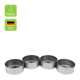 Edelstahl-Teelichthalter für Teelichter ohne Aluminiumhülle, BIOKEMA, wiederverwendbar, für Teelichter mit Ø38 mm, 4 Stück pro Verpackung