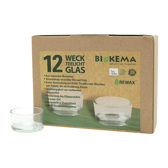 Teelichtglas für Teelichter mit Ø38 mm, BIOKEMA, 12 St.