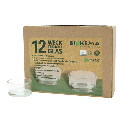 Teelichtglas für Teelichter mit Ø38 mm, BIOKEMA, 12 St.