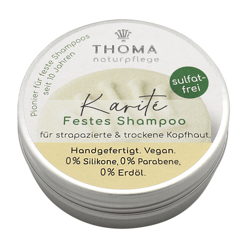 Karité-Shampoo – vegan, THOMA Naturseifen-Manufaktur, für empfindliche Kopfhaut, 55 g, Aludose