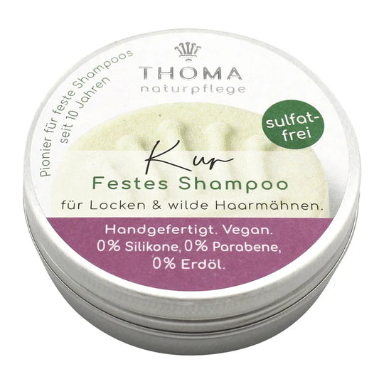 Kur-Shampoo – vegan, THOMA Naturseifen-Manufaktur, für strapaziertes Haar, 55 g, Aludose, Haarpflege