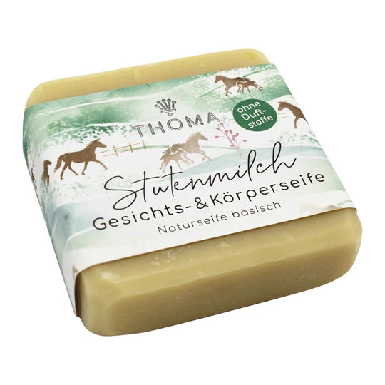 Stutenmilchseife – ohne Duftstoffe, THOMA Naturseifen-Manufaktur, mit hochwertigen Bio-Pflanzenölen, 100 g, Körperpflege