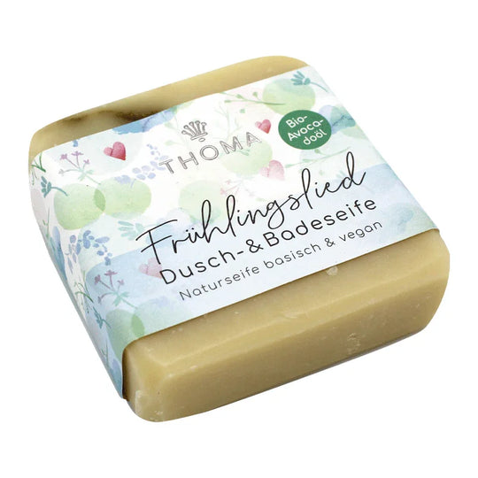 Sheabutterseife mit Avocadoöl, Frühlingslied, THOMA Naturseifen-Manufaktur, Dusch- & Badeseife, vegan, 100 g, Körperpflege