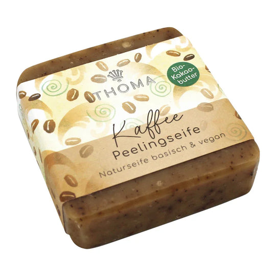 Kaffeeseife mit Kakaobutter – vegan, THOMA Naturseifen-Manufaktur, mit wertvoller Bio-Sheabutter, 100 g, Körperpflege