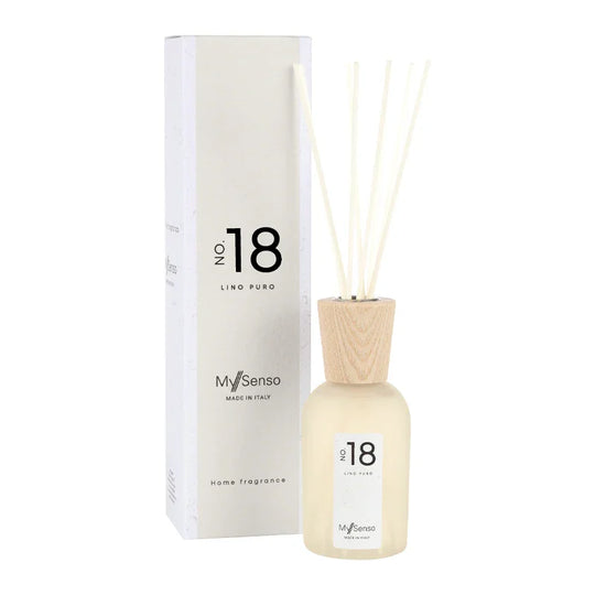 Diffuser Premium 240 ml N°18 Lino Puro, My Senso, 100% natürlich, Raumduft, inkl. 8 Faserstäbchen, Duftstäbchen