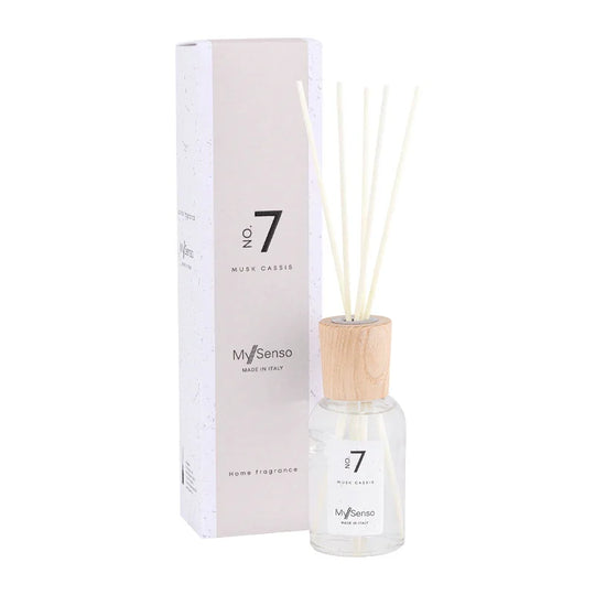 Diffuser Premium 100 ml N°7 Musk Cassis, My Senso, 100% natürlich, Raumduft, inkl. 5 Faserstäbchen, Duftstäbchen