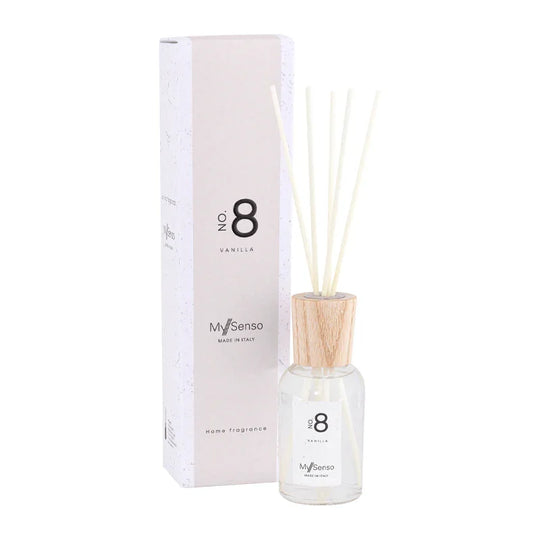 Diffuser Premium 100 ml N°8 Vanilla, My Senso, 100% natürlich, Raumduft, inkl. 5 Faserstäbchen, Duftstäbchen