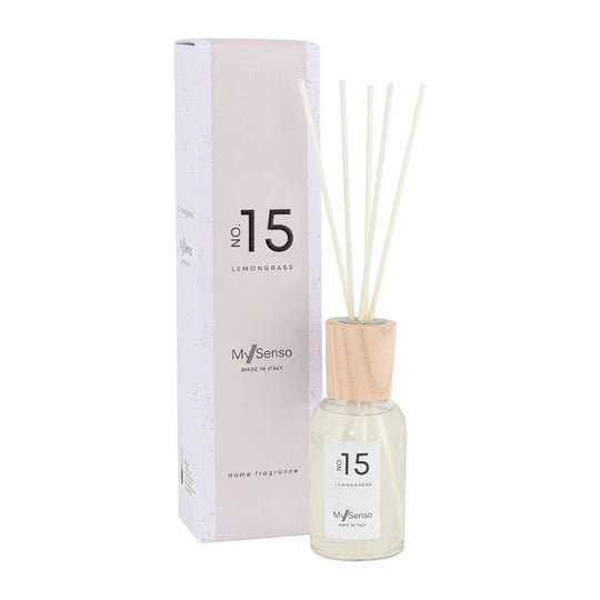 Diffuser Premium 100 ml N°15 Lemongrass, My Senso, 100% natürlich, Raumduft, inkl. 5 Faserstäbchen, Duftstäbchen
