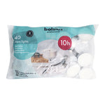 Maxilichter, weiß, BOLSIUS, 22/57 mm, Brenndauer ca. 10h, mit Aluminiumhülle, Beutel mit 40 Stück, Teelichter