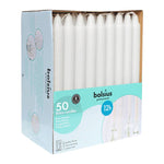 Tafelkerzen, Weiß, BOLSIUS, 22/290 mm, Brenndauer ca. 12h, Box mit 50 Stück, Haushaltskerzen