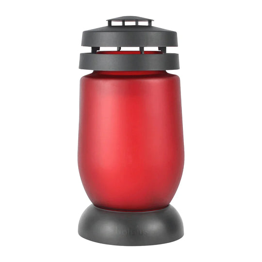 Grablaterne „Satin“ Rot mit Nachfüller, BOLSIUS-Kerzen, 110/224 mm, Grabschmuck, Grabdekoration