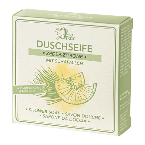 Duschseife Zeder-Zitrone, Ovis Schafmilchseife, 100% Bio, für ein wohltuend frisches Duschvergnügen, 100 g, verpackt