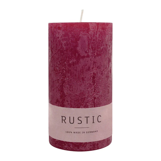 RUSTIC-Stumpenkerze Altrot, WENZEL, 110/60 mm, Brenndauer ca. 38h, selbstverlöschend