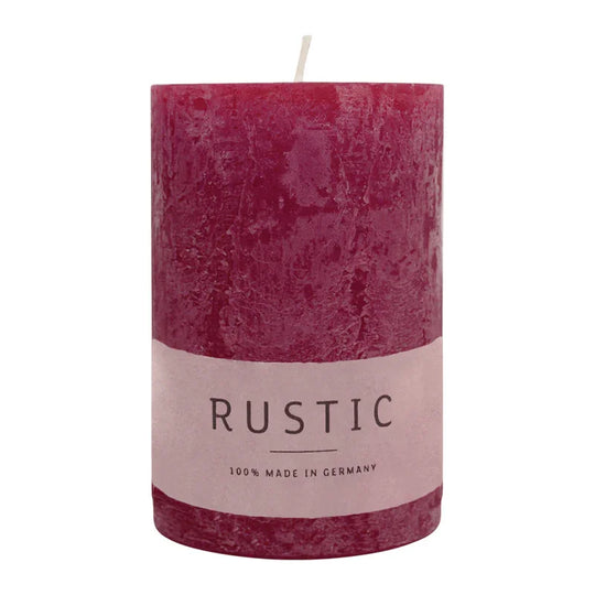 RUSTIC-Stumpenkerze Altrot, WENZEL, 80/60 mm, Brenndauer ca. 25h, selbstverlöschend