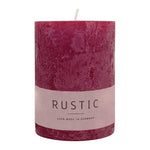 RUSTIC-Stumpenkerze Altrot, WENZEL, 80/70 mm, Brenndauer ca. 34h, selbstverlöschend