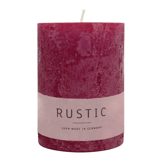 RUSTIC-Stumpenkerze Altrot, WENZEL, 80/70 mm, Brenndauer ca. 34h, selbstverlöschend