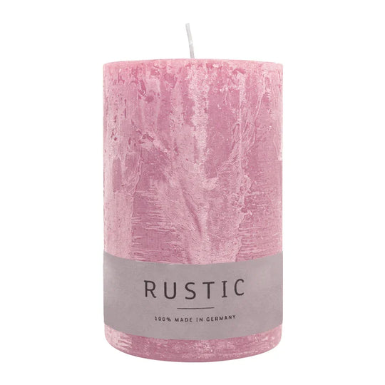 RUSTIC-Stumpenkerze Antikrosa, WENZEL, 110/70 mm, Brenndauer ca. 51h, selbstverlöschend