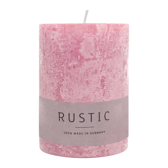 RUSTIC-Stumpenkerze Antikrosa, WENZEL, 80/70 mm, Brenndauer ca. 34h, selbstverlöschend