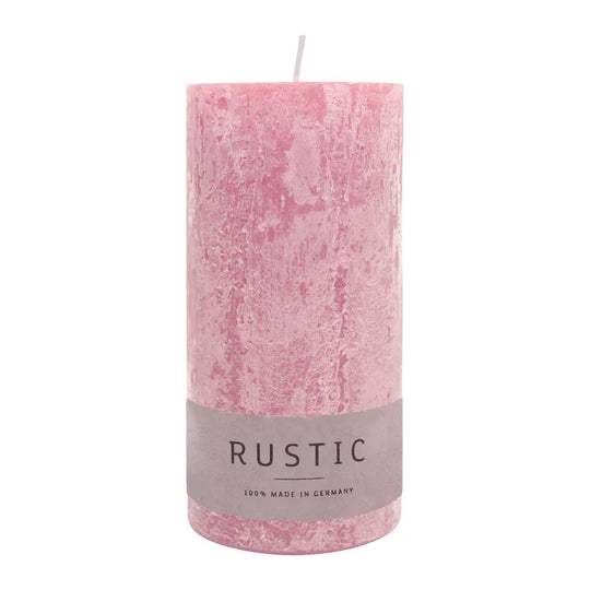 RUSTIC-Stumpenkerze Antikrosa, WENZEL, 140/70 mm, Brenndauer ca. 69h, selbstverlöschend