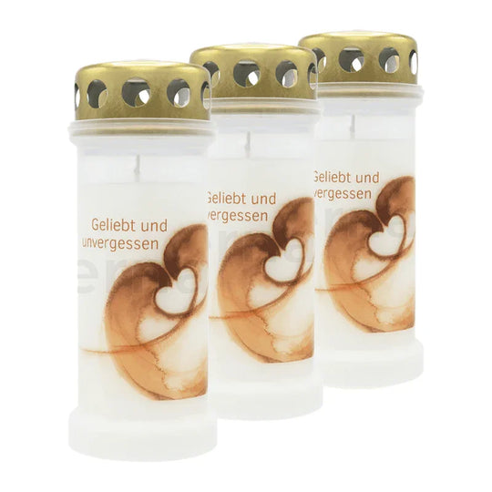 BOLSIUS-Motivkerze "GELIEBT UND UNVERGESSEN", 67/173 mm, Brenndauer ca. 60h, Lieferumfang 3 Stück