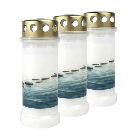 BOLSIUS-Motivkerze "Steine", 67/173 mm, Brenndauer ca. 60h, Lieferumfang 3 Stück