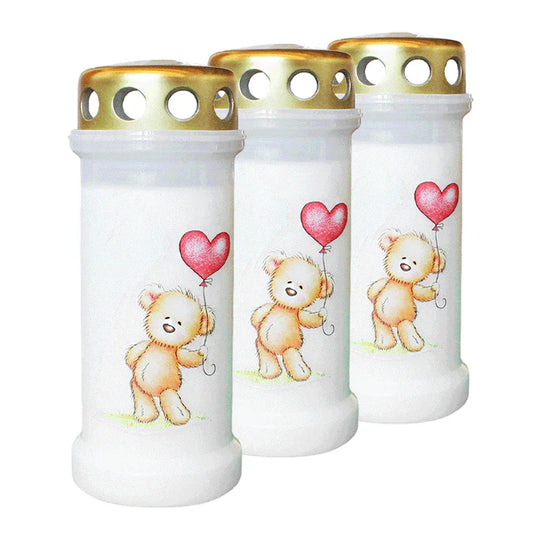 BOLSIUS-Motivkerze "Teddybär", zum Beschriften, 67/173 mm, Brenndauer ca. 70h, Lieferumfang 3 Stück