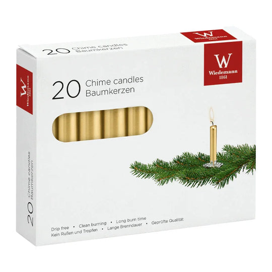 Baumkerzen aus Paraffin, Gold, 96/13 mm, Wiedemann, Brenndauer ca. 2h, 20 Stück