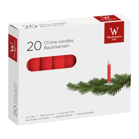 Baumkerzen aus Paraffin, Rot, 96/13 mm, Wiedemann, Brenndauer ca. 2h, 20 Stück - luterna.de