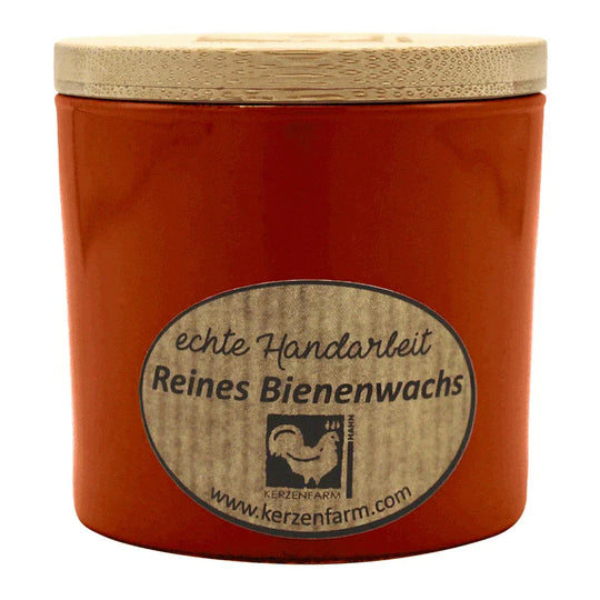Bienenwachskerze im Glas, Terracotta, 100% reines Bienenwachs, KERZENFARM HAHN, 70/70 mm, Brenndauer ca. 17h