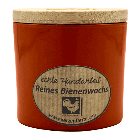 Bienenwachskerze im Glas, Terracotta, 100% reines Bienenwachs, KERZENFARM HAHN, 70/70 mm, Brenndauer ca. 17h - luterna.de
