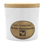 100% Bienenwachskerze im Glas 70/70 mm, Weiß, KERZENFARM HAHN, Brenndauer 17h
