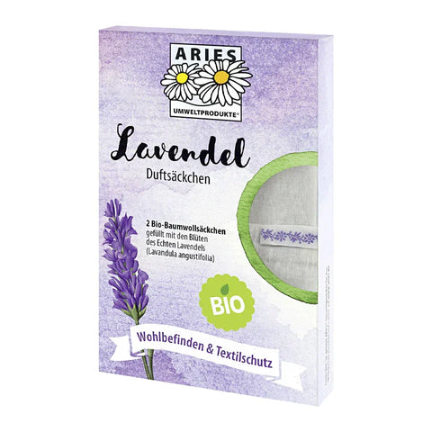 Bio Lavendel Duftsäckchen 2er Set, ARIES Umweltprodukte, 100% natürlich, Wohlbefinden & Textilschutz - luterna.de
