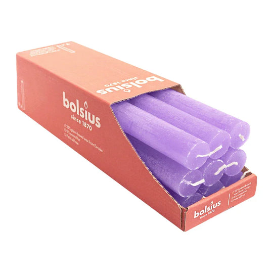 Stabkerzen Rustik, 23/270 mm, Blühendes Veilchen, BOLSIUS, Brenndauer ca. 13h, 9 Stück pro Verpackung