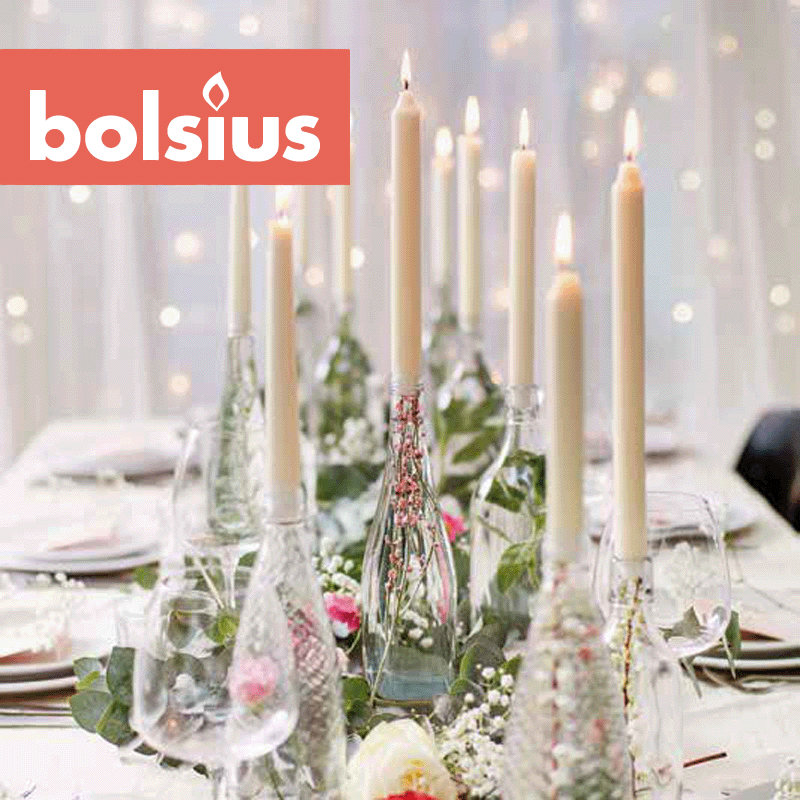 Bistro-Kerzen, Weiß, BOLSIUS, 21,3/180 mm, Brenndauer ca. 6h, Box mit –