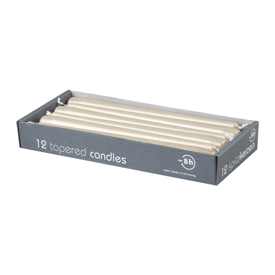 CLASSIC Spitzkerzen Creme, 250/23 mm, WENZEL, Brenndauer 8h, 12 St.