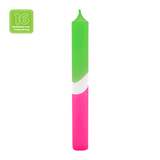 DIP DYE Stabkerzen aus Paraffin, 180/22 mm, Neongrün-Pink, KERZENFARM HAHN, Brenndauer ca. 7h, 16 Stück pro Verpackung