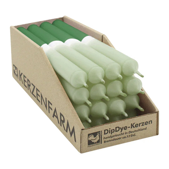 DIP DYE Stabkerzen aus Paraffin, 250/22 mm, Salbei-Pinie, KERZENFARM HAHN, Brenndauer ca. 12h, 16 Stück pro Verpackung