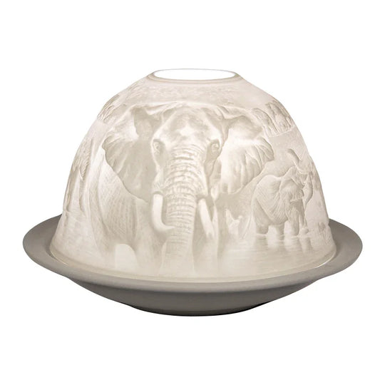 Dome-Light Elefanten, Porzellan-Windlicht, KERZENFARM HAHN