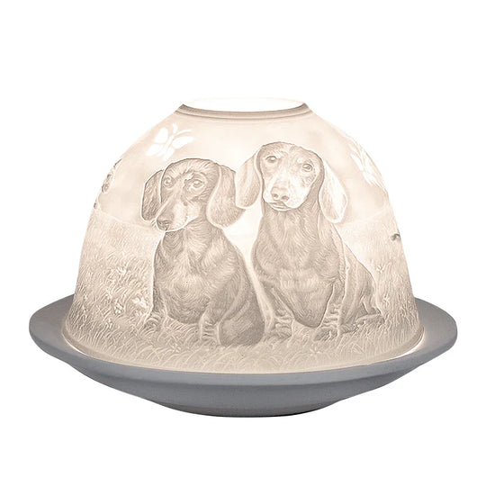 Dome-Light Dackel, Porzellan-Windlicht, KERZENFARM HAHN